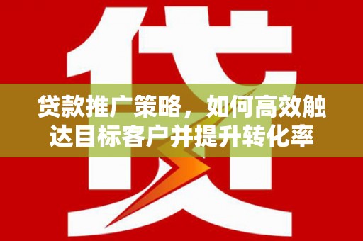 定结贷款推广策略，如何高效触达目标客户并提升转化率