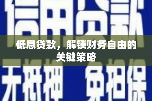 定结低息贷款，解锁财务自由的关键策略