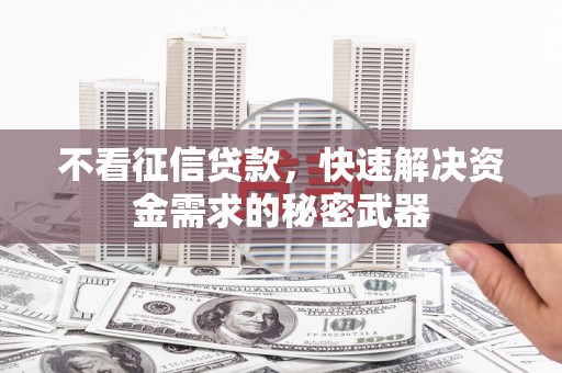 定结不看征信贷款，快速解决资金需求的秘密武器