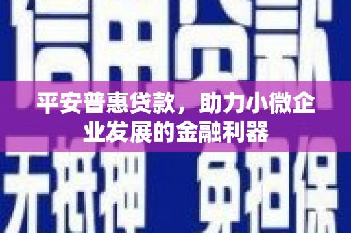 定结平安普惠贷款，助力小微企业发展的金融利器
