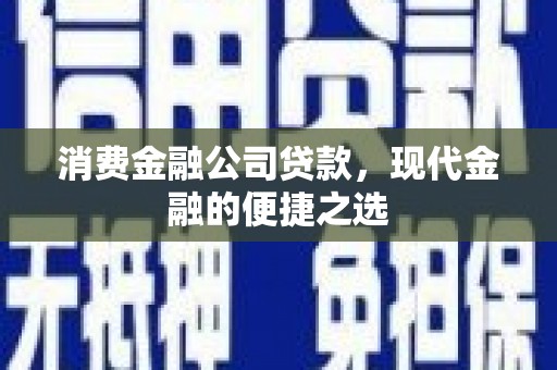 定结消费金融公司贷款，现代金融的便捷之选