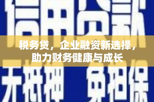 定结税务贷，企业融资新选择，助力财务健康与成长